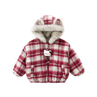 女童超好看冬装外套2025新款加绒加厚女宝宝冬季超火儿童洋气衣服