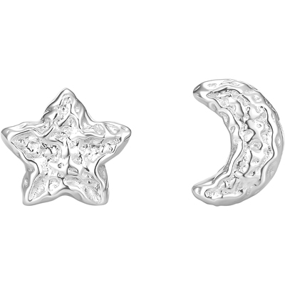 潮宏基陨石星月铂金耳钉PT950