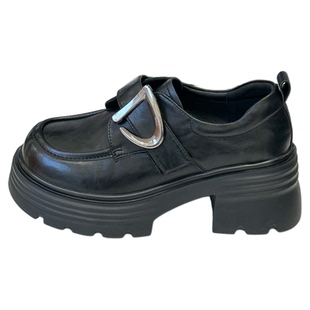 学院风JK单鞋女2025秋冬爆款魔术贴粗跟6CM小皮鞋复古英伦乐福鞋