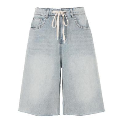 wanatry浅蓝色设计感五分牛仔裤