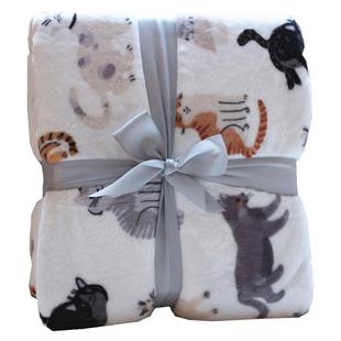 可爱猫咪牛奶绒毛毯办公室午睡毯午休毯子沙发床上用盖毯圣诞毯子