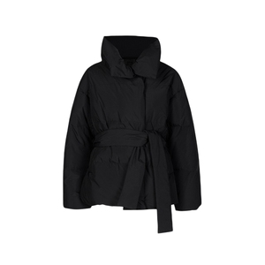 黑色收腰系带羽绒棉服女秋冬季2024新款韩系穿搭加厚棉衣棉袄外套