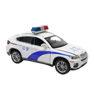 彩珀成真1:26合金模型白色宝马X6公安110警察车声光开门儿童玩具