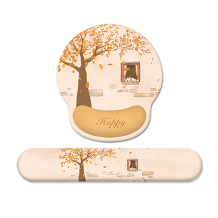 秋日小狗护腕鼠标垫硅胶手腕垫记忆棉办公桌垫笔记本电脑键盘手托