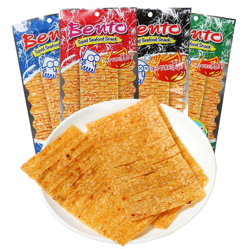 泰国进口零食bento拌多乐手撕鱿鱼片辣条辣味鱿鱼丝批发泰式超辣