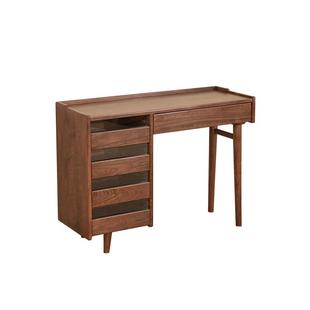 隐珏黑胡桃实木梳妆台家用卧室化妆桌小户型书桌带抽屉收纳办公桌