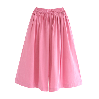 古苔日系轻量感松弛感粉色阔腿裤