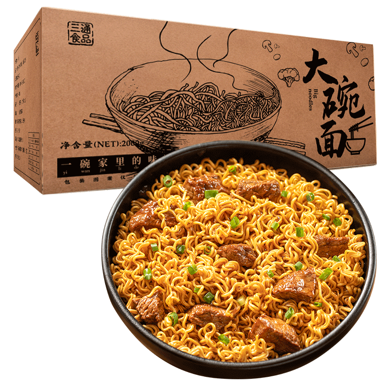 街角故事大碗面整箱装面饼家用炒面非油炸方便面商用火锅鸡蛋面条