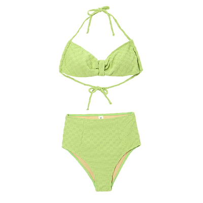 Limone结扣粉色系分体泳衣比基尼