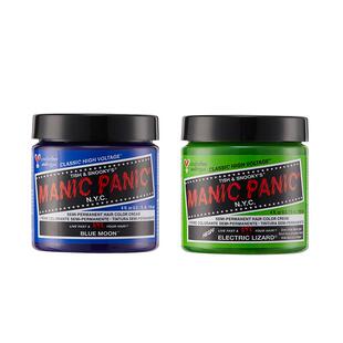 mp染膏月之蓝蜥蜴绿斑蓝紫孔雀蓝纯植物染色染发剂Manicpanic美国