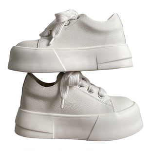 Fangeven男鞋新款小众厚底大头鞋增高厚底荔枝纹轻质运动休闲板鞋