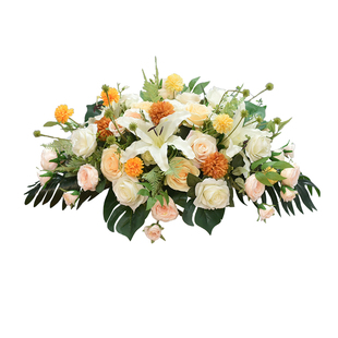 学校演讲台花仿真花台花主席前台布置绢花婚礼司仪台商务会议用花