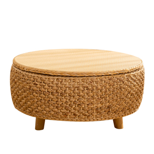 藤编网红飘窗桌子小茶几迷你茶台日式茶桌实木可收纳炕桌阳台书桌