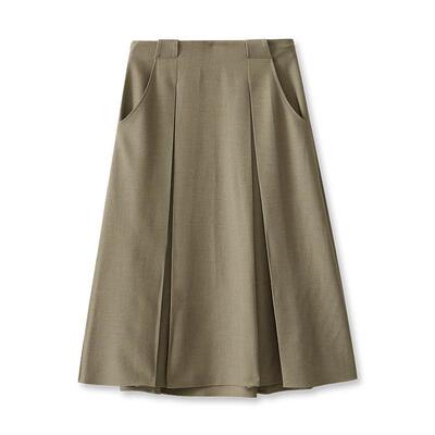 OL通勤压褶半身裙LILY中长款显瘦