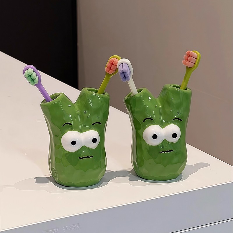 【卫生间各种神器】一颗葱牙刷架陶瓷洗漱台台面置物架牙刷收纳架