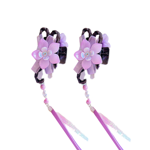 汉服发饰儿童古风头饰女童花朵流苏发夹小女孩珍珠抓夹中国风发卡