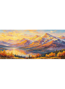 纯手绘日照金山聚宝盆油画