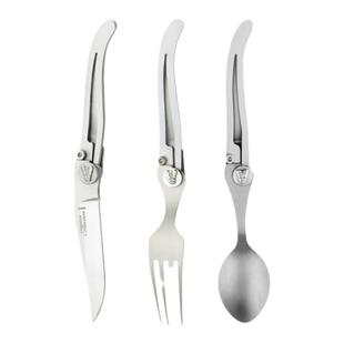 法国Claude dozorme狼头户外折叠刀叉勺野餐刀不锈钢家用水果刀