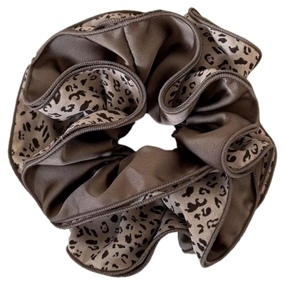 双层豹纹大肠发圈女2025新款扎丸子头马尾发绳超大号气质绑发皮筋