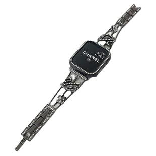 高奢施华洛天鹅镶钻金属适用于苹果appleiwatch78910手表带6543SE