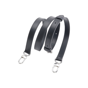 适用Lv Keepall25黑武士黑色亮面银扣肩带斜挎可调节腋下牛皮包带