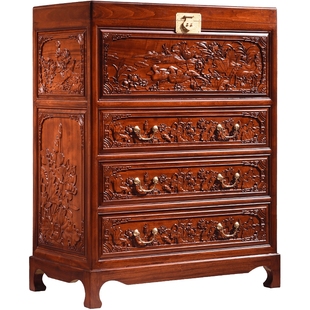 香樟木箱柜实木五斗柜子连箱柜储物柜中式复古结婚斗橱玄关抽屉柜