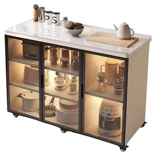 岩板厨房置物柜家用多层餐边柜客厅多功能储物柜可移动收纳小岛台