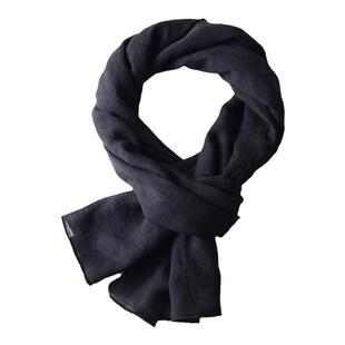 1.3米长夏季小尺寸围巾薄款男士休闲百搭时尚黑色围巾女文艺