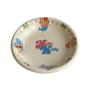 黑皮猫咪釉下彩陶瓷盘子家用可爱卡通西餐盘碗碟甜品盘沙拉水果盘