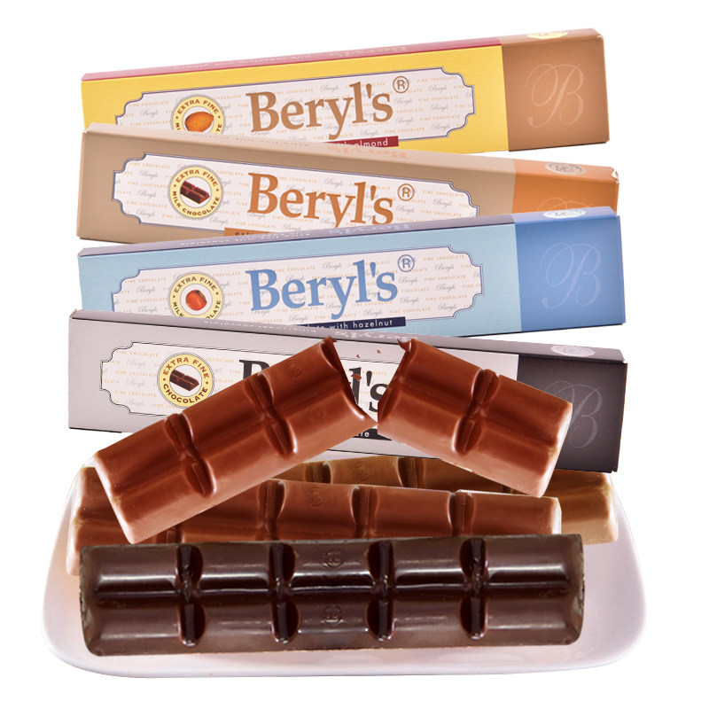 beryls倍乐思扁桃仁榛子夹心排块牛奶苦甜巧克力零食情人节50g