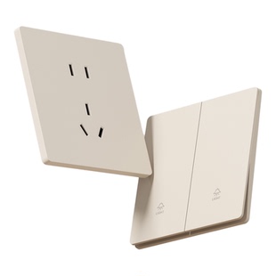 国际电工超薄肤感可可蛋奶五孔带开关插座面板一开双控家用86暗装