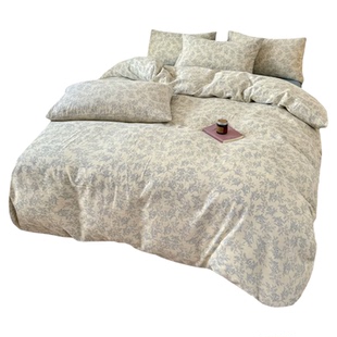 baby蓝A类有氧全棉双层纱床单床笠单件baby蓝新款床单可配3四件套