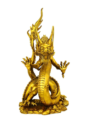 铜五爪金龙一对中式立体雕刻摆件