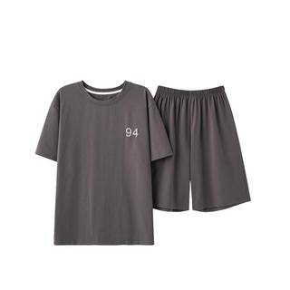 安比斯情侣睡衣舒适纯棉秋季女长袖男女同款休闲家居服套装可出门