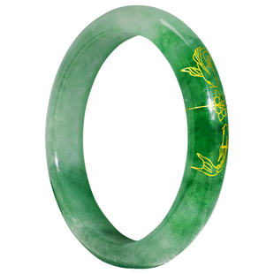 双鱼戏莲黄金手镯修复断玉镯子连接修补裂痕裂纹镶金包银玉镯修复