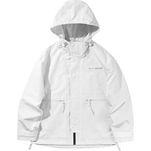 海澜之家旗下黑鲸宽松连帽夹克男春季户外休闲外套男商场同款