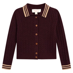 little现货 Dua perla FW25女童麻花翻领针织羊毛半裙学院风套装