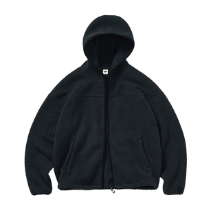 714street纯色羊羔绒连帽夹克百搭宽松2025新款工装棉服男秋冬