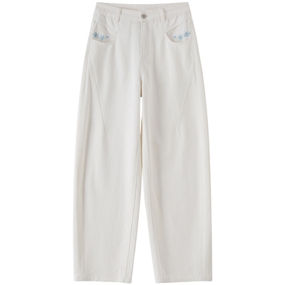 【100%棉】BANANA BABY2026年春新款复古刺绣显瘦镰刀阔腿牛仔裤