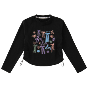 女童t恤时髦长袖春秋季洋气修身儿童时尚韩范小女孩洋气短款上衣