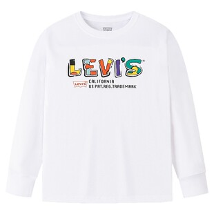 李维斯童装儿童长袖T恤男女童上衣2025秋季新款大童打底衫白T内搭