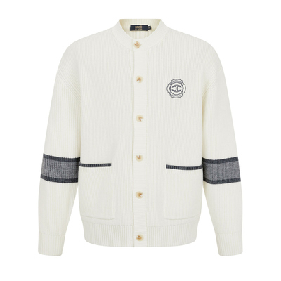 Cavalli Class卡沃利男装秋冬新款刺绣休闲羊毛混纺开衫羊毛衫