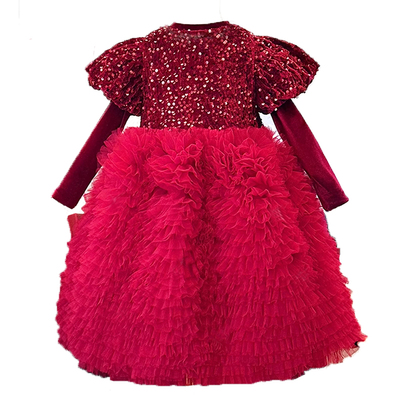 女童亮片公主裙高端生日礼服裙