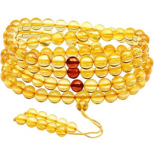 思华年天然波罗的海琥珀手链净水金珀108颗佛珠念珠手串一物一证