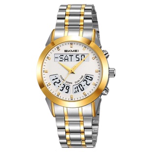 时刻美个性百搭男士腕表多功能双时区石英表商务简约防水电子表潮