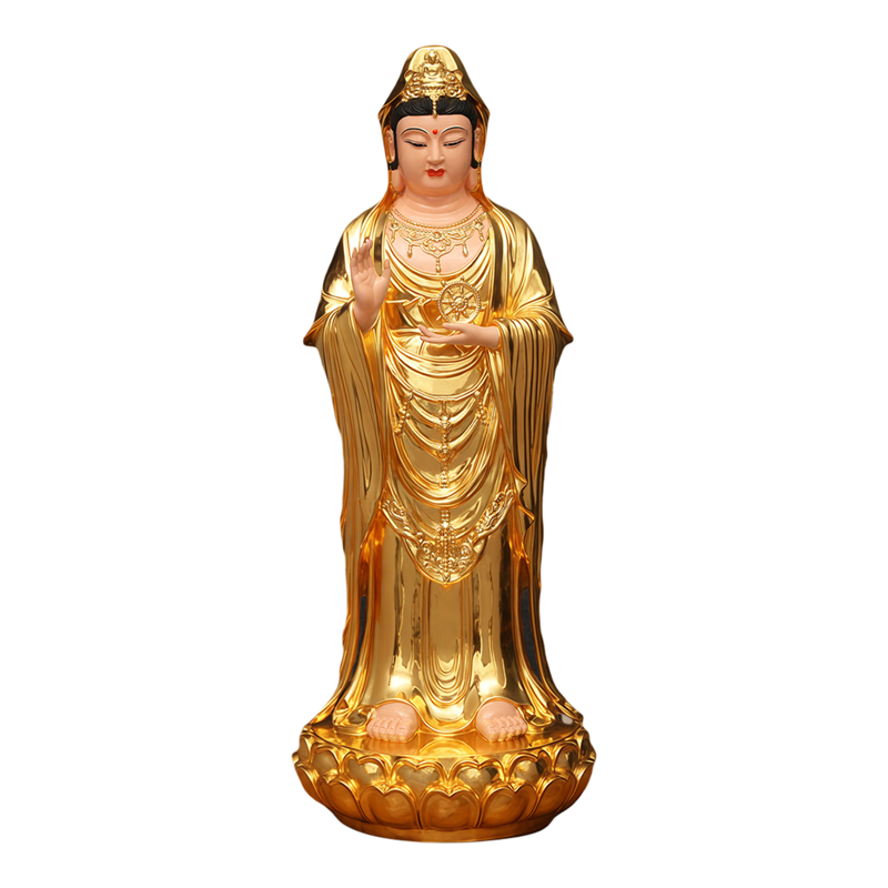 黄铜南海观音佛像家用供奉工艺品