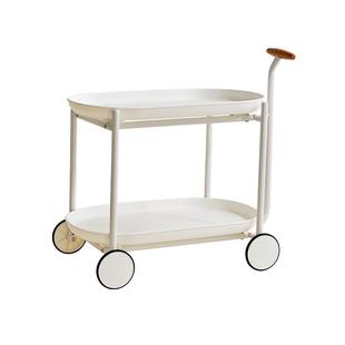 全友家居奶油风可移动茶几小推车客厅家用沙发旁收纳零食置物架