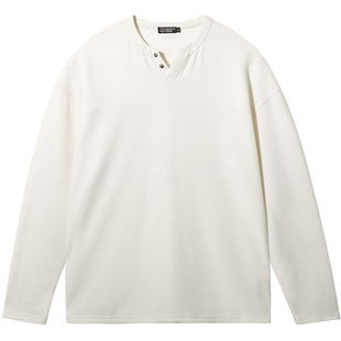 肌肉狗 运动长袖T恤男秋冬新品撞钉宽松休闲亨利衫训练服健身上衣