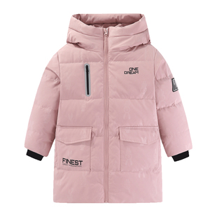 雪中飞kids童装儿童羽绒服冬季洋气男童中大童印花女童长款羽绒服
