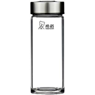 希诺玻璃杯单层加厚带盖办公茶杯男款喝水杯子家用耐高温水杯定制